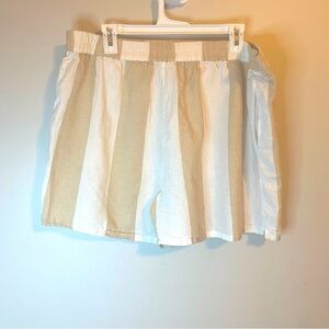 beachlunchlounge Beige and White Striped Women Shorts